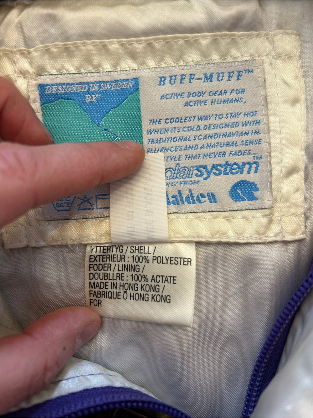 VINTAGE 90s Buff Muff Malden Polar Fleece Jacket Men's Medium Leather Colourful - Picture 6 of 7
